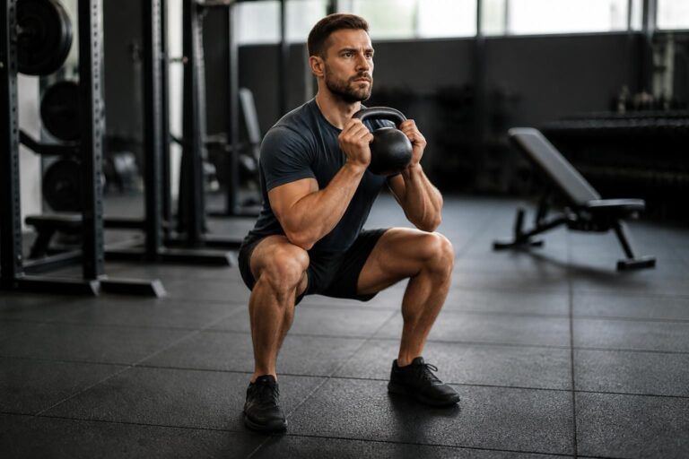 découvrez comment maîtriser le goblet squat, une variante efficace du squat avec une charge tenue devant le corps, pour renforcer vos jambes et améliorer votre posture.